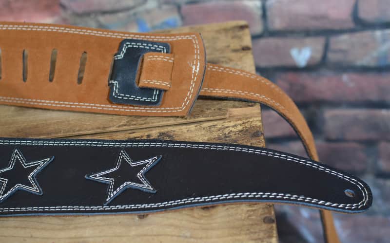 Henry Heller 2.5" Garment Leather Strap Black + Black Stars