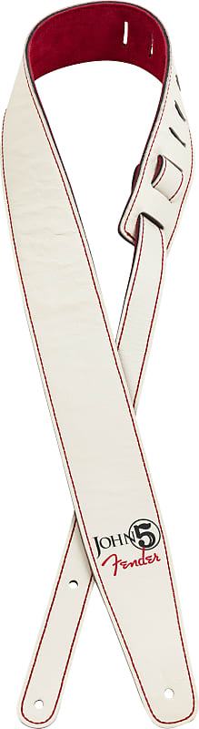 Fender John 5 Leather Strap White & Red