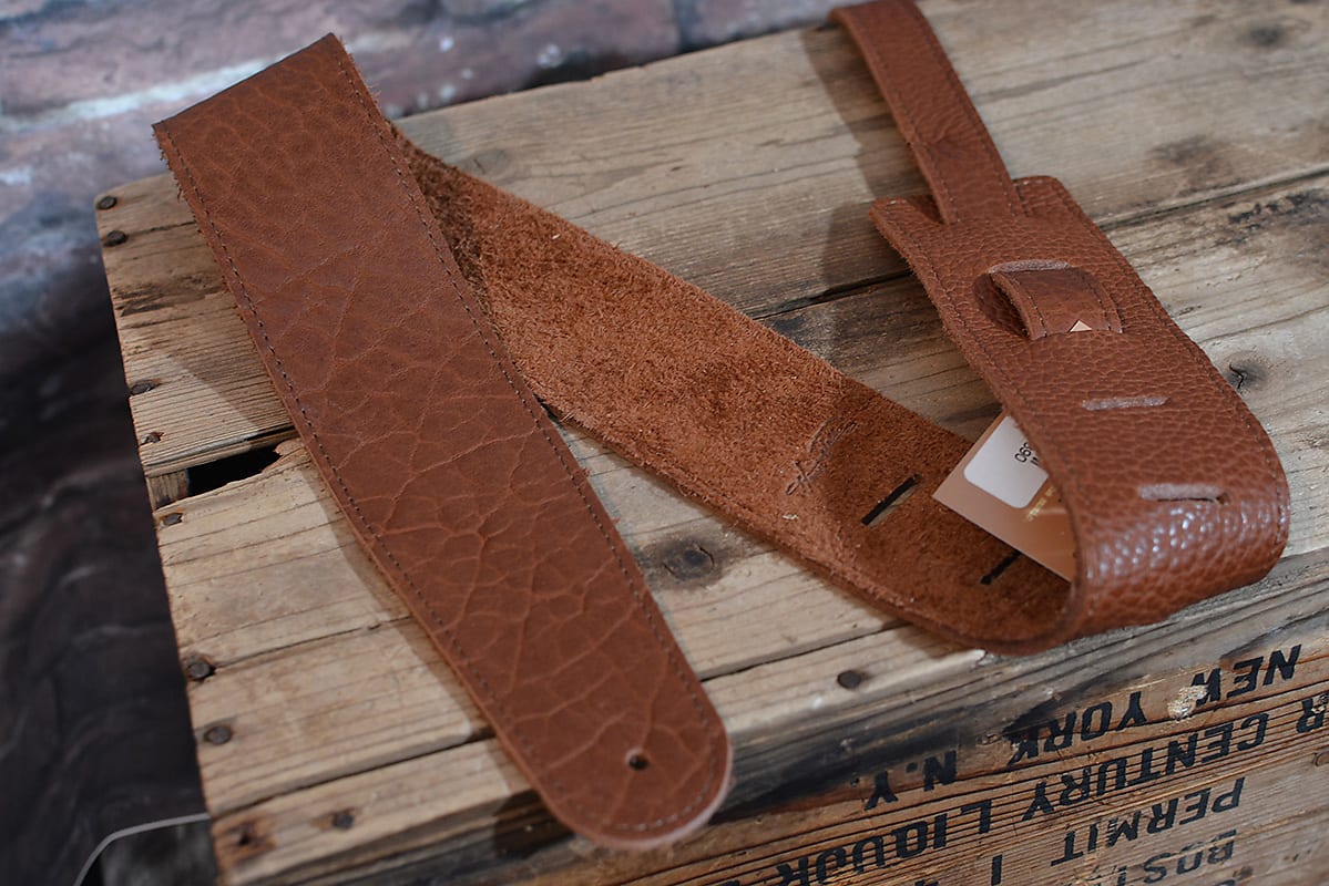 Henry Heller HAB25 American Buffalo Premium Leather Guitar Strap Brown