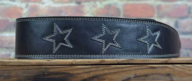 Henry Heller 2.5" Garment Leather Strap Black + Black Stars