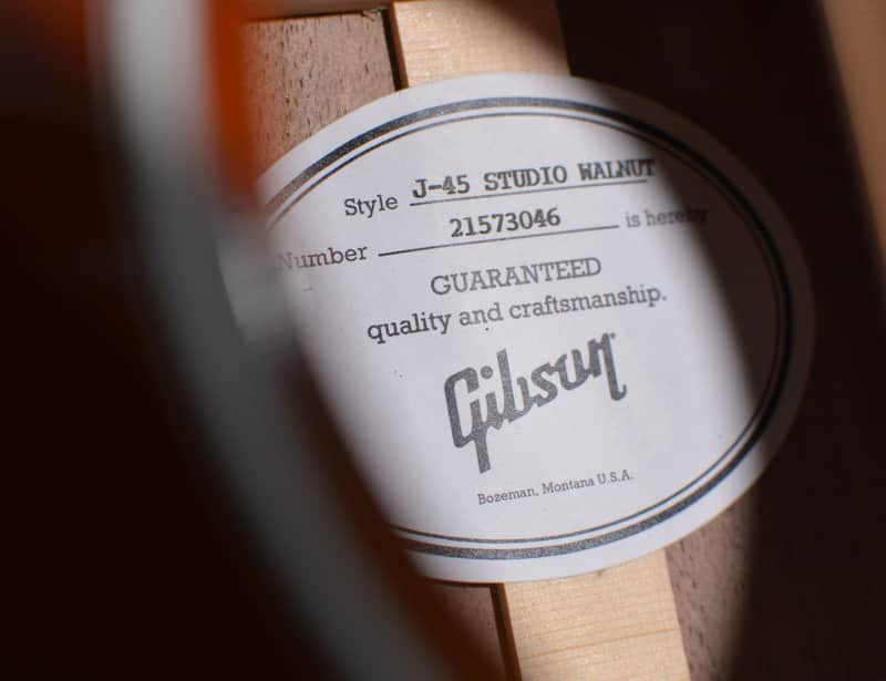 Gibson NOS J-45 Studio Walnut Dreadnought Walnut Burst All Gloss