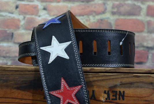Henry Heller 2.5" Garment Leather Strap USA Stars
