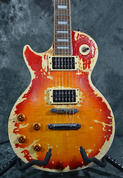 Epiphone Les Paul Standard Flametop Left Handed Vintage 90s Heavy Distressed Custom Relic Sunburst