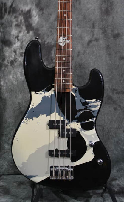 Squier Frank Bello Signature P Jazz Bass Skull Graphic w Deluxe Gigbag