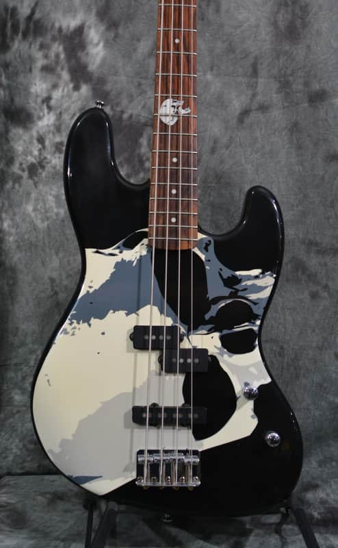 Squier Frank Bello Signature P Jazz Bass Skull Graphic w Deluxe Gigbag