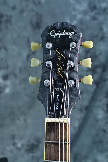 Epiphone Les Paul Standard Flametop Left Handed Vintage 90s Heavy Distressed Custom Relic Sunburst