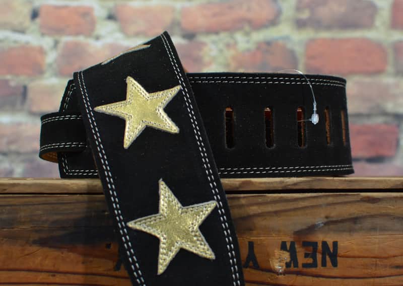 Henry Heller 2.5" Garment Leather Strap Black + White Stars