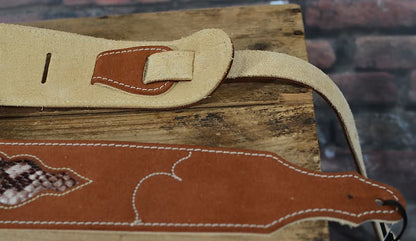 Franklin Sculpted Suede Guitar Strap Snakeskin Leather