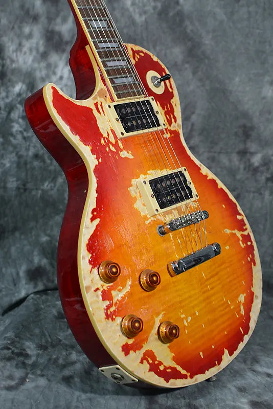 Epiphone Les Paul Standard Flametop Left Handed Vintage 90s Heavy Distressed Custom Relic Sunburst