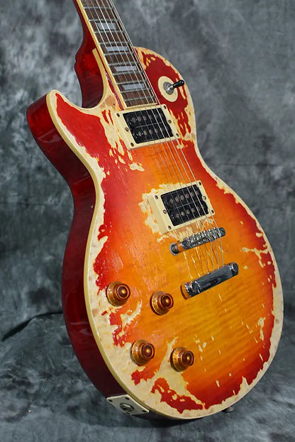 Epiphone Les Paul Standard Flametop Left Handed Vintage 90s Heavy Distressed Custom Relic Sunburst