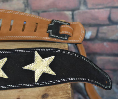 Henry Heller 2.5" Garment Leather Strap Black + White Stars