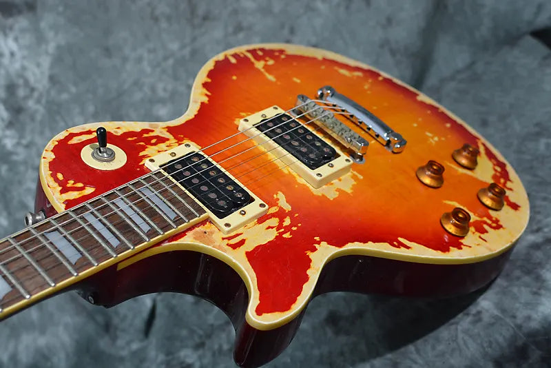 Epiphone Les Paul Standard Flametop Left Handed Vintage 90s Heavy Distressed Custom Relic Sunburst