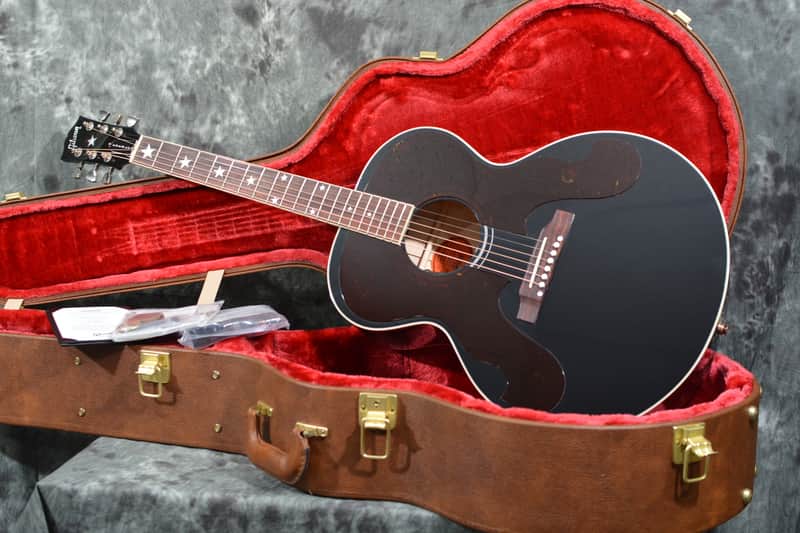 Gibson Everly Brothers Signature J-180 Acoustic Electric 2024 Gloss Black w Double Tortoise Pickguards & Deluxe Hardshell Case