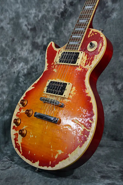 Epiphone Les Paul Standard Flametop Left Handed Vintage 90s Heavy Distressed Custom Relic Sunburst