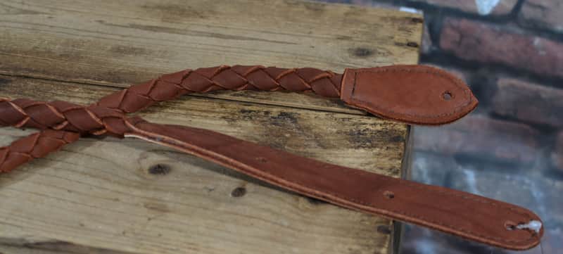 Henry Heller Leather Bolo Braided Mandolin Strap Brown