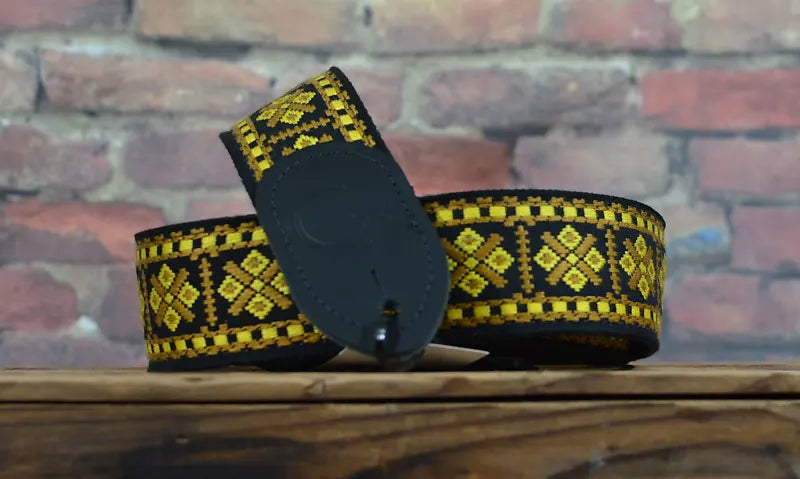 Gretsch G Brand Strap Diamond Black Leather Ends