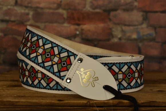 D'Andrea Ace Vintage Reissue Multicolor Stained Glass Jacquard Weave Guitar Strap