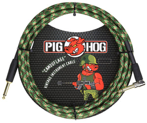 Pig Hog Camouflage Instrument Cable 10ft Right Angle