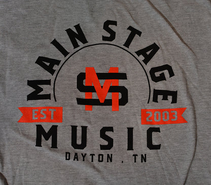 Main Stage Music Collegiate Style Logo T Shirt Light Grey S-2XL