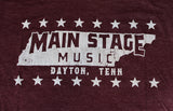 Main Stage Music Tennessee Style Shop T-Shirt Heather Denim Red Size S - XXL