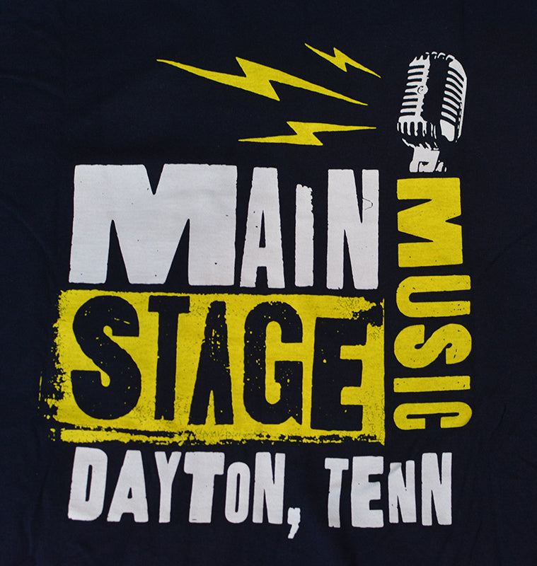 Main Stage Music Microphone Logo Style Shop T-Shirt Navy Blue Size S-XXL