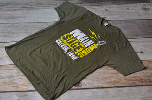 Main Stage Music Microphone Logo Style Shop T-Shirt Military Green Size S-XXL