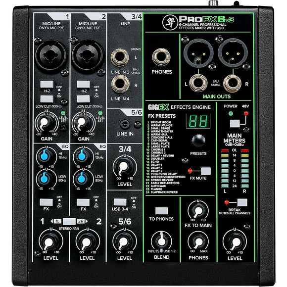 Mackie ProFX6v3 6-Channel Professional USB Mixer