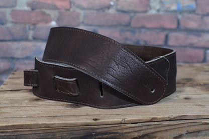 Henry Heller HAB25 American Buffalo Premium Leather Guitar Strap Chocolate