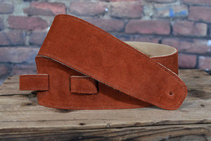 Henry Heller HBS35 Deluxe 3 1/2" Capri Suede Leather Guitar Strap Rust