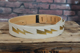 Henry Heller Bolt Series Capri Leather Guitar Strap HPDB Bowie Style Bone & Gold