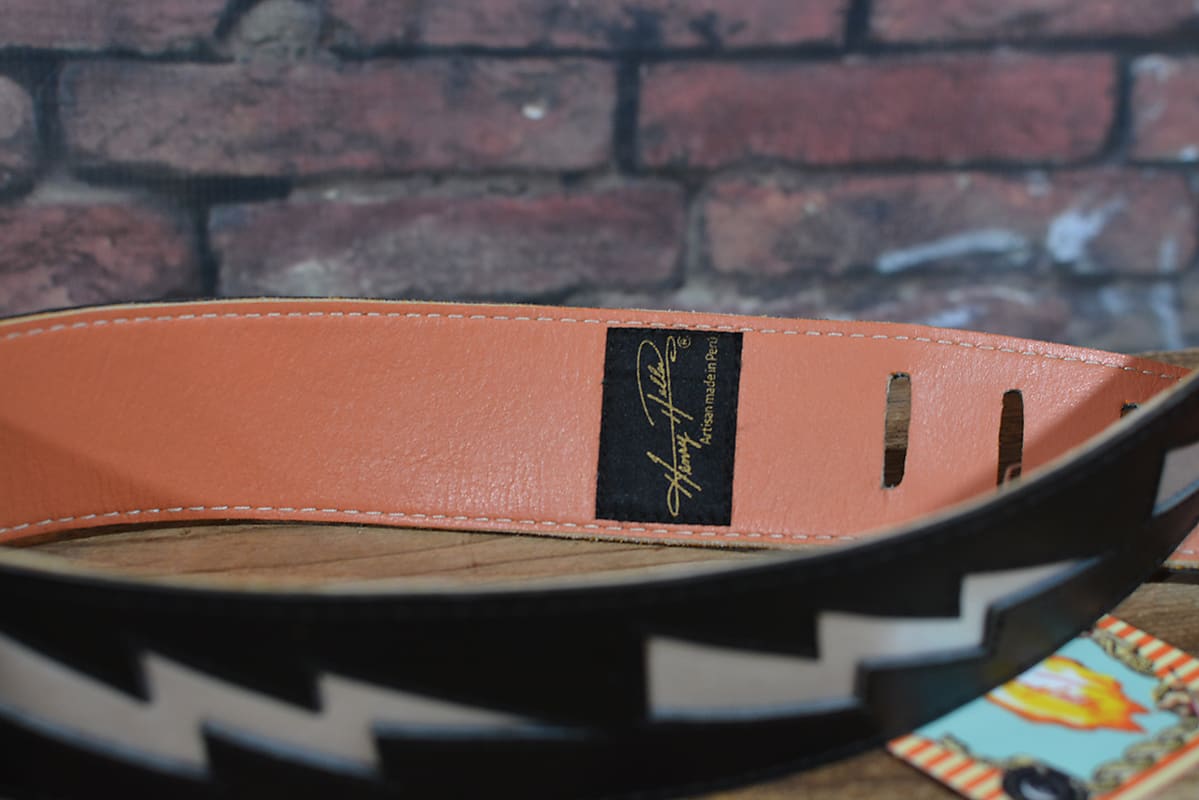 Henry Heller Bolt Series Capri Leather Guitar Strap HPDB Black & Silver SL Bowie Style