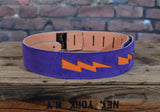 Henry Heller Bolt Series Capri Leather Guitar Starp HPDB Bowie Style Purple & Orange