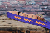 Henry Heller Bolt Series Capri Leather Guitar Starp HPDB Bowie Style Purple & Orange