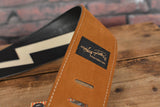 Henry Heller HPLB Lightning Bolt (Supro Style) Black Premium Leather Guitar Strap
