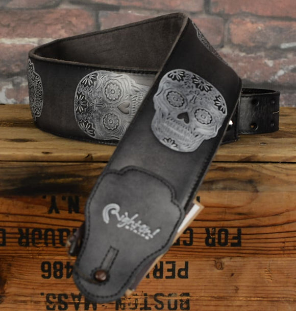 Right On Straps Leathercraft Series Sugar Skull Black Strap