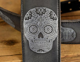 Right On Straps Leathercraft Series Sugar Skull Black Strap