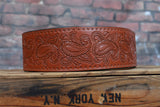 Levy's PM44T03-WAL 3" Paisley Tooled Leather Guitar Strap - Walnut