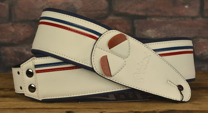 Right On! Straps Mojo Race White Handmade Vegan Guitar Stra