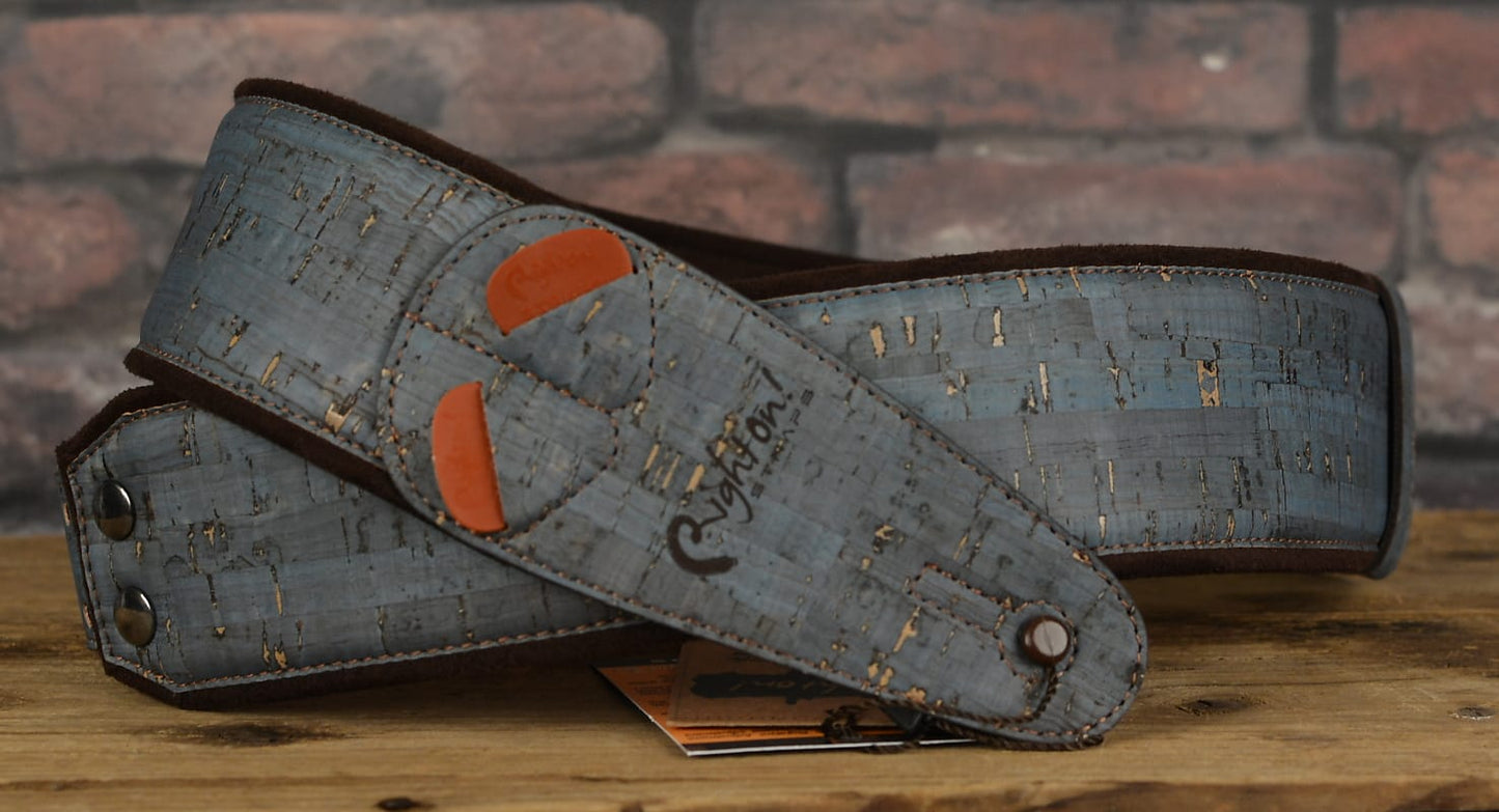 Right On Straps Mojo Series Cork Teal Vegan Guitar Strap