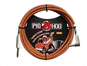 Pig Hog Orange Cream Instrument Cable 10ft Right Angle