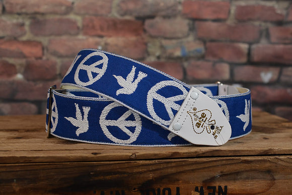 Ace Vintage Reissue Blue/White Peace & Dove Neil Young Guitar Strap