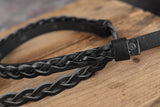 Right On Straps Plait Mandolin & Uke Premium Leather Strap Black Braid Bullwhip Style