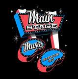 Main Stage Music Retro Vegas Style Logo Style T-Shirt Black Size S-XXL