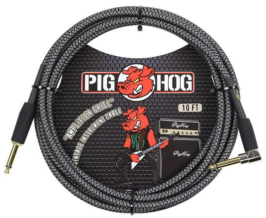 Pig Hog Amplifier Grill Instrument Cable 10ft Right Angle