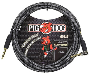 Pig Hog Amplifier Grill Instrument Cable 10ft Right Angle