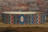Franklin 2" CD1-BLR-CH Old Aztec Blue/Red Cotton Premium Glove Leather Guitar Strap