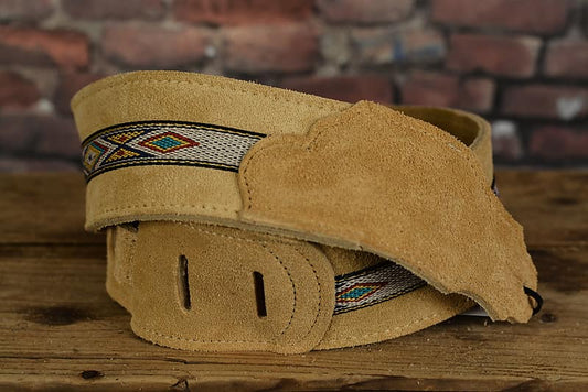 Franklin FSS-H-SW Original Suede Leather Premium Guitar Strap Honey Southwest Style