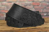 Franklin FSWT-BK-BK Original Leather Series Premium Guitar Strap Black Tooled ends
