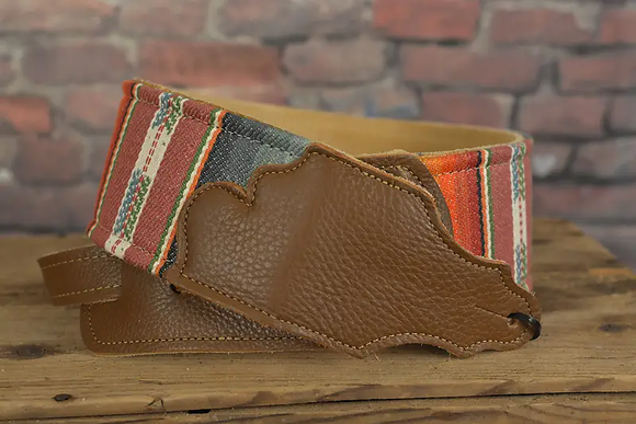 Franklin FSCL-SB-CA Saddle Blanket Series Premium Guitar Strap w Caramel Leather ends