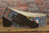 Franklin 2" CD1-BLR-CH Old Aztec Blue/Red Cotton Premium Glove Leather Guitar Strap